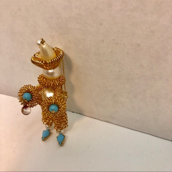 Wire wrapped rhinestone Clown vintage brooch pin